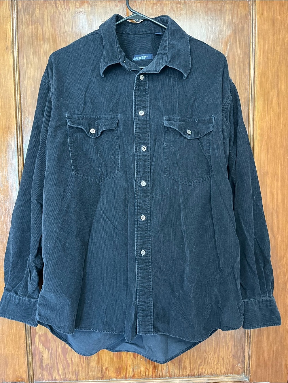 Burberry Corduroy Black Button Down Shirt Size L